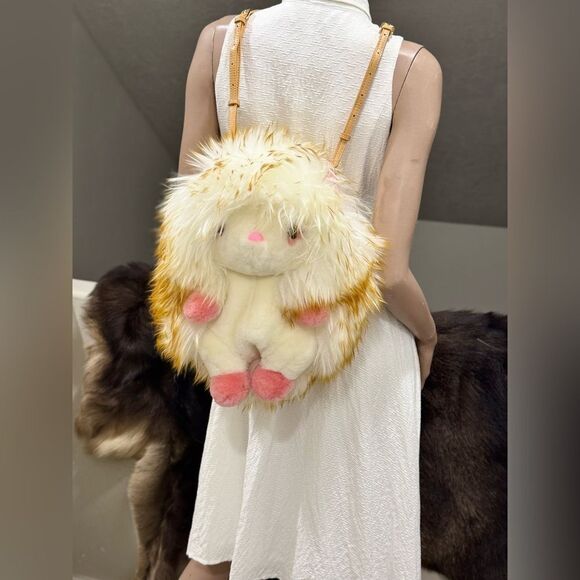 Cute Hedgehog Multi Use Bag/Real Shearling Crossbody/Backpack/Plushie/Pillow - Picture 6 of 16